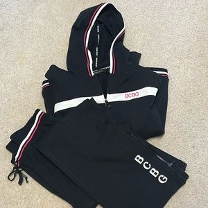 BCBG MAXAZARIA 2pc Black sweat suit zipper accents